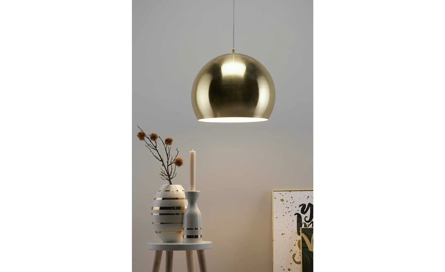 HOME STORY Pendelleuchte, 1-flammig, messingfarben | Goldfarben – Bild 2