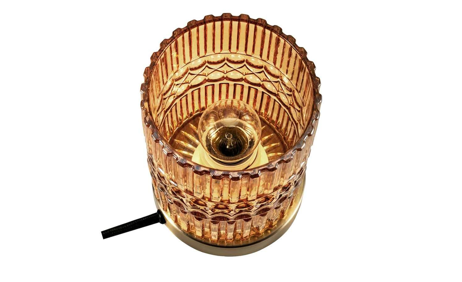 Tischleuchte, 1-flammig, Glas bernsteinstein – Bild 4