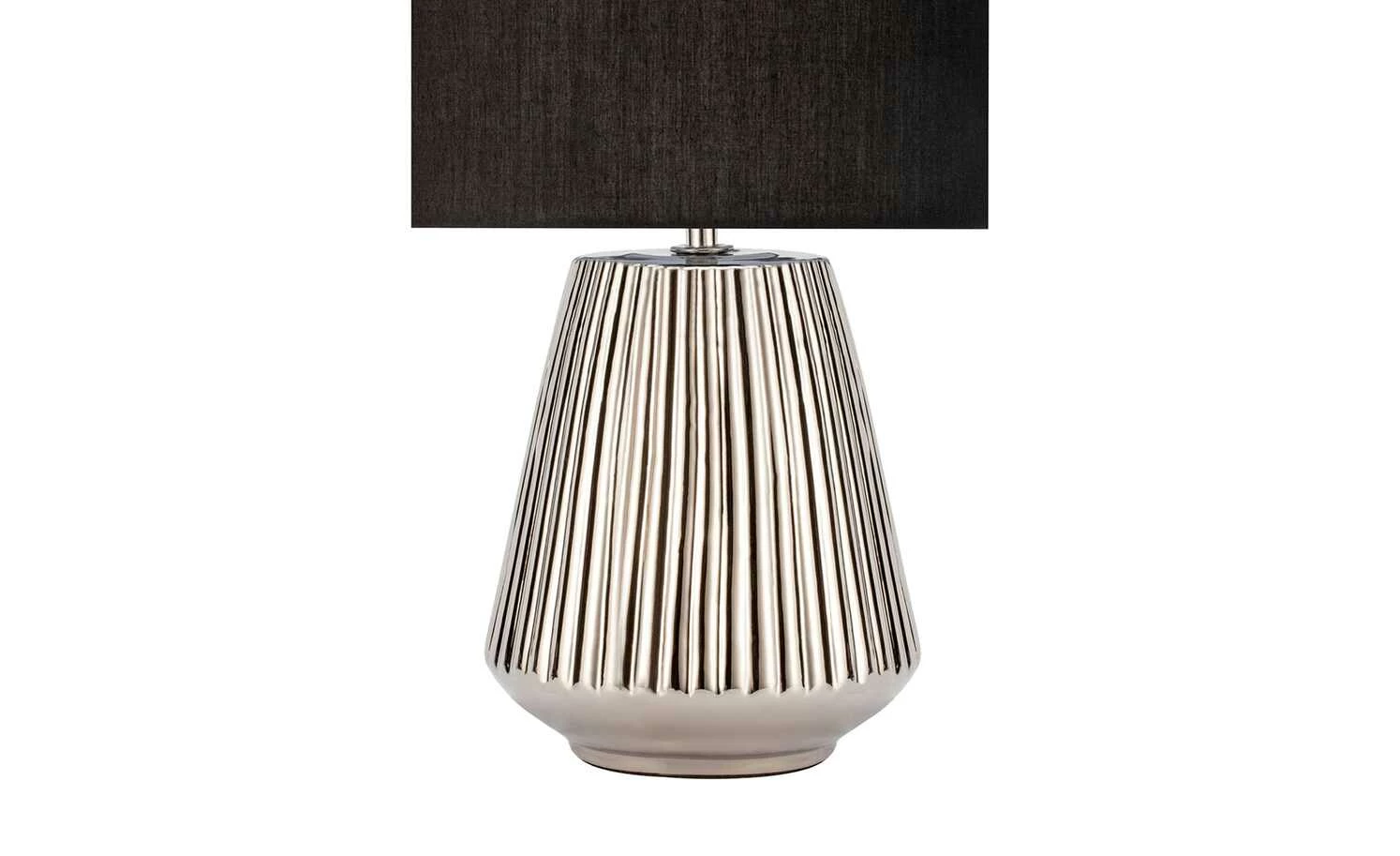 Keramik-Tischleuchte, 1-flammig, silber/schwarz – Bild 3