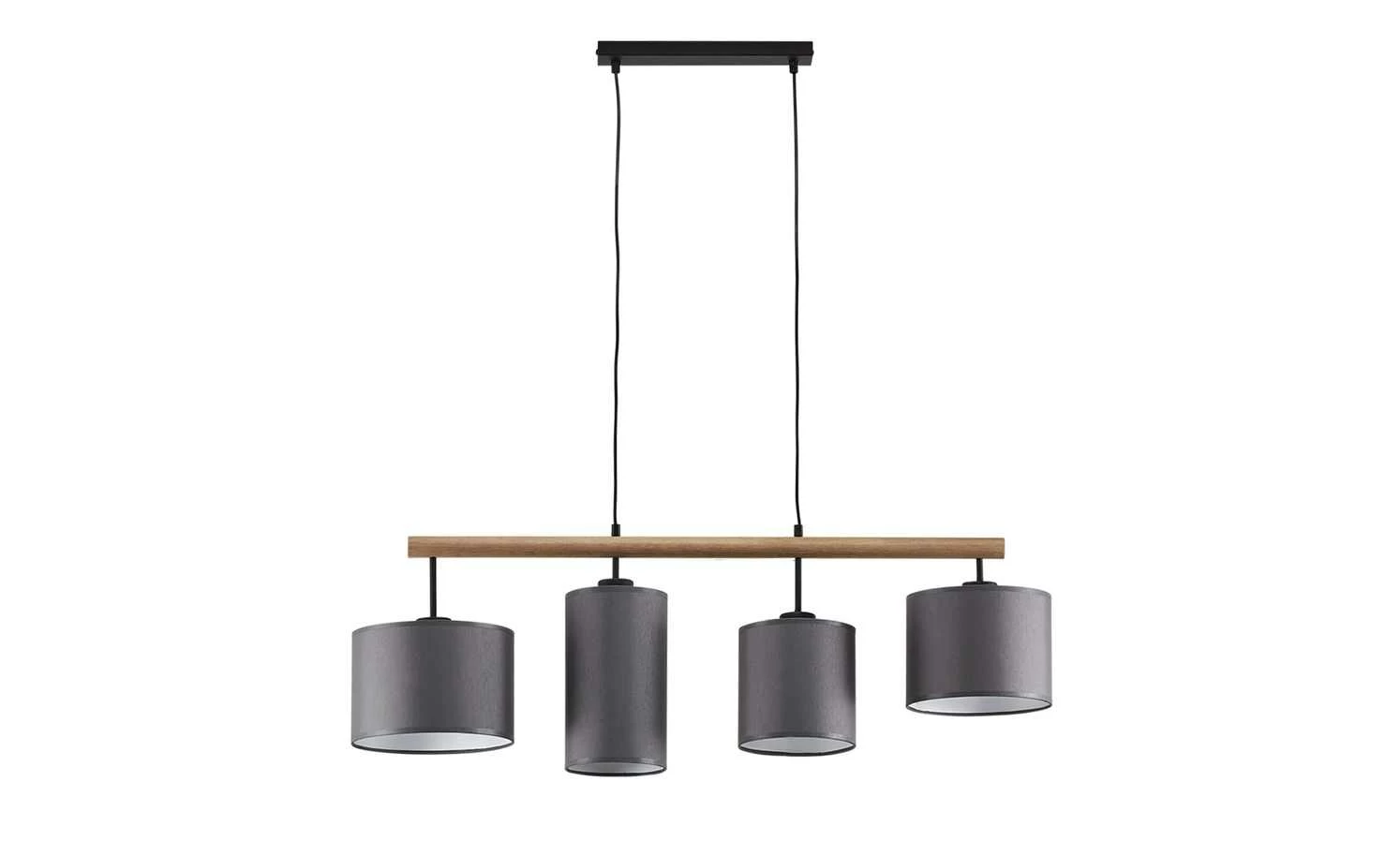 Pendelleuchte, 4-flammig, Stoffschirme grau – Bild 3