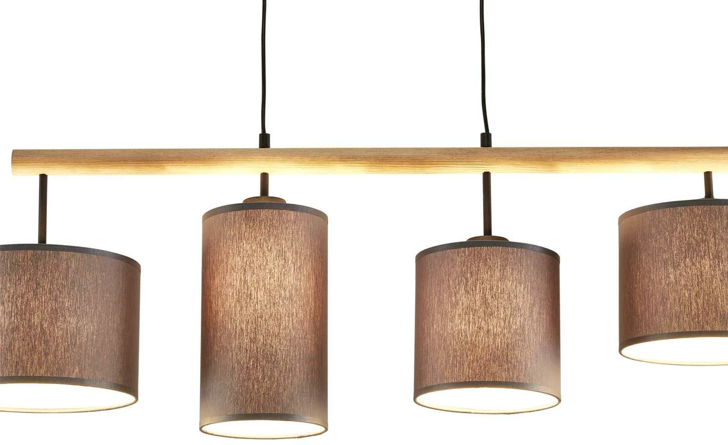 Pendelleuchte, 4-flammig, Stoffschirme grau – Bild 5