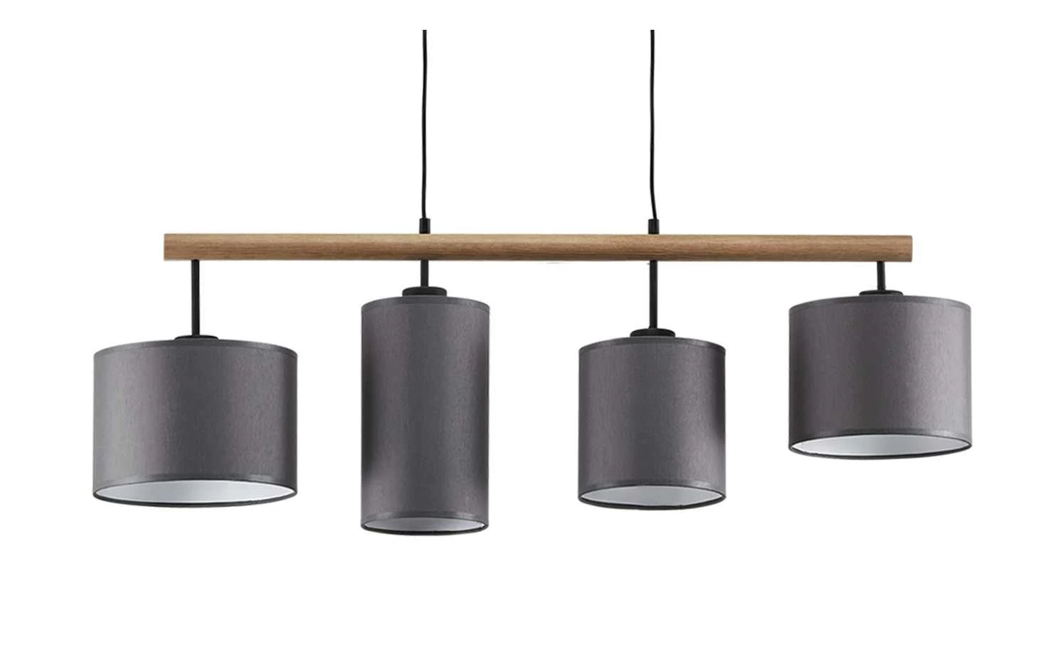 Pendelleuchte, 4-flammig, Stoffschirme grau – Bild 2