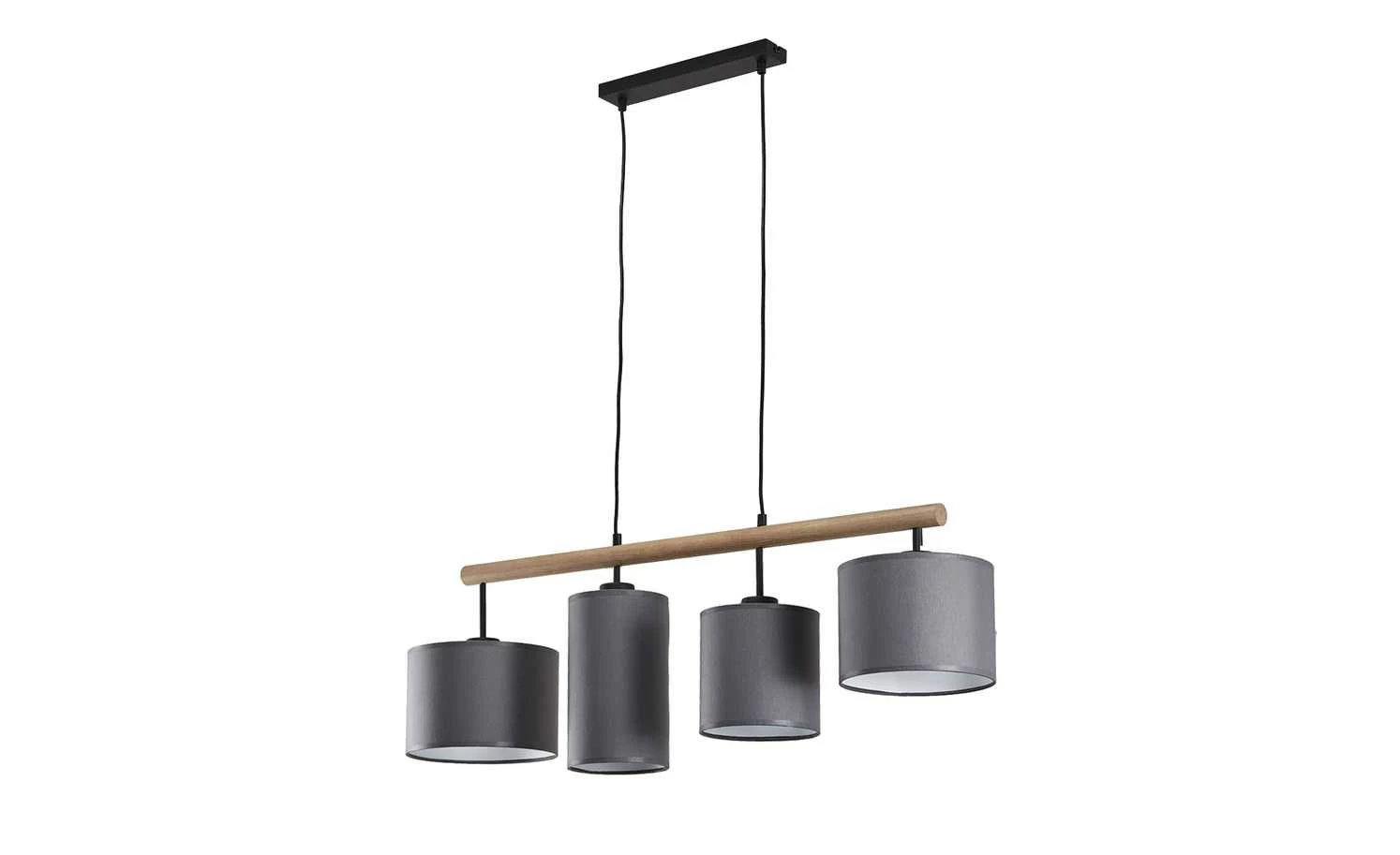 Pendelleuchte, 4-flammig, Stoffschirme grau – Bild 6