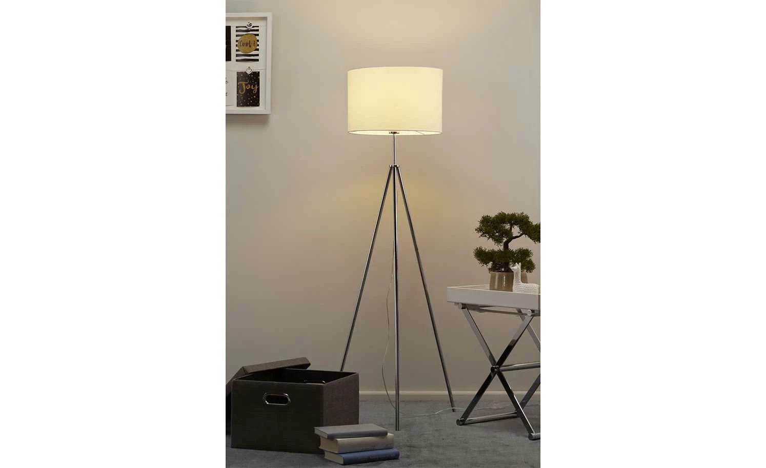 KHG Dreibein-Stehleuchte, 1-flammig, Stoffschirm weiß