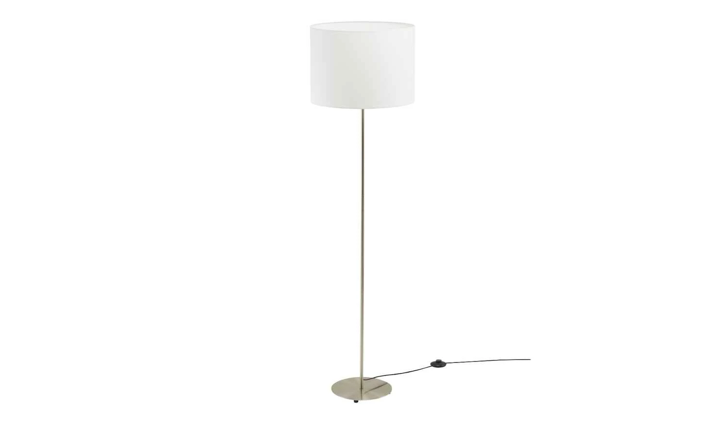 KHG Stehleuchte, 1-flammig, nickel-matt, Stoffschirm weiß – Bild 2