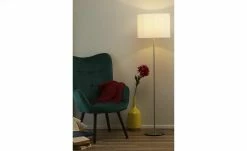 KHG Stehleuchte, 1-flammig, nickel-matt, Stoffschirm weiß