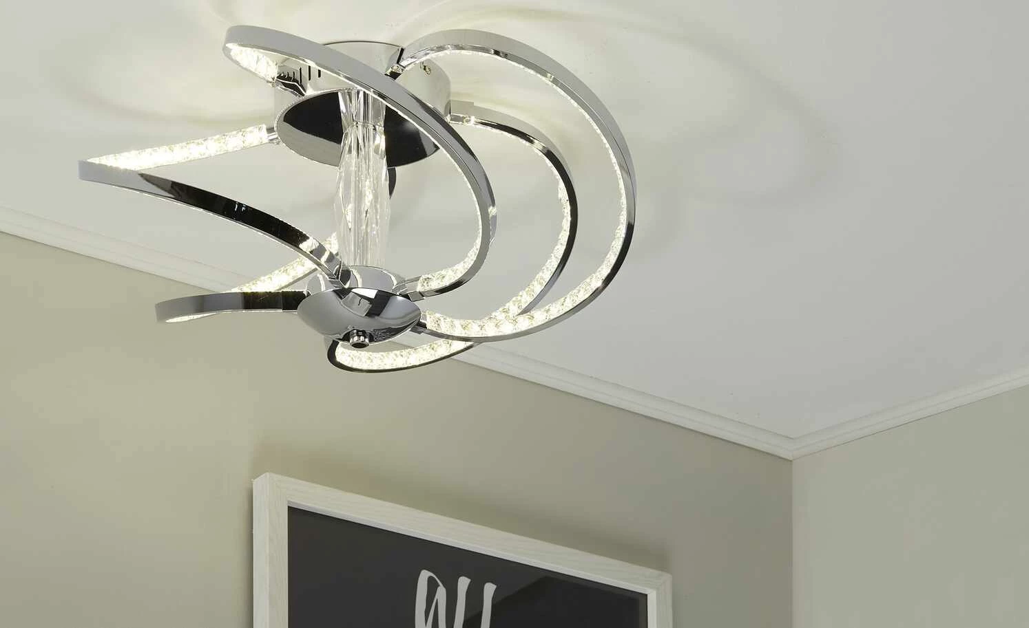 KHG LED-Deckenleuchte, 5-flammig, chrom/ Kristallglas