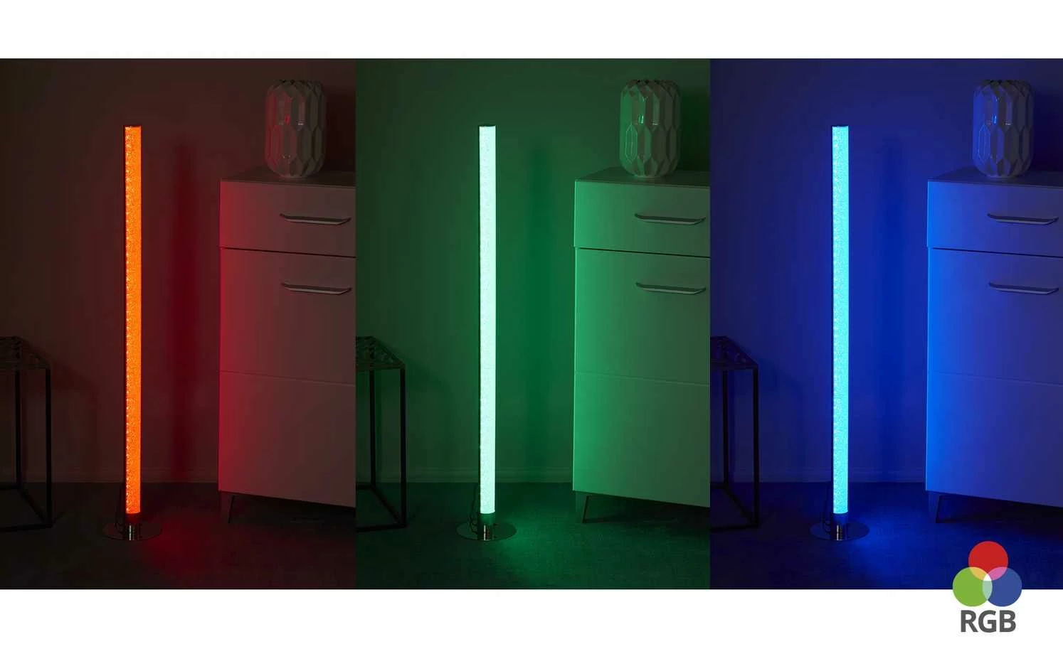 KHG LED-Stehleuchte, 1-flammig, chrom, mit Kristallapplikation