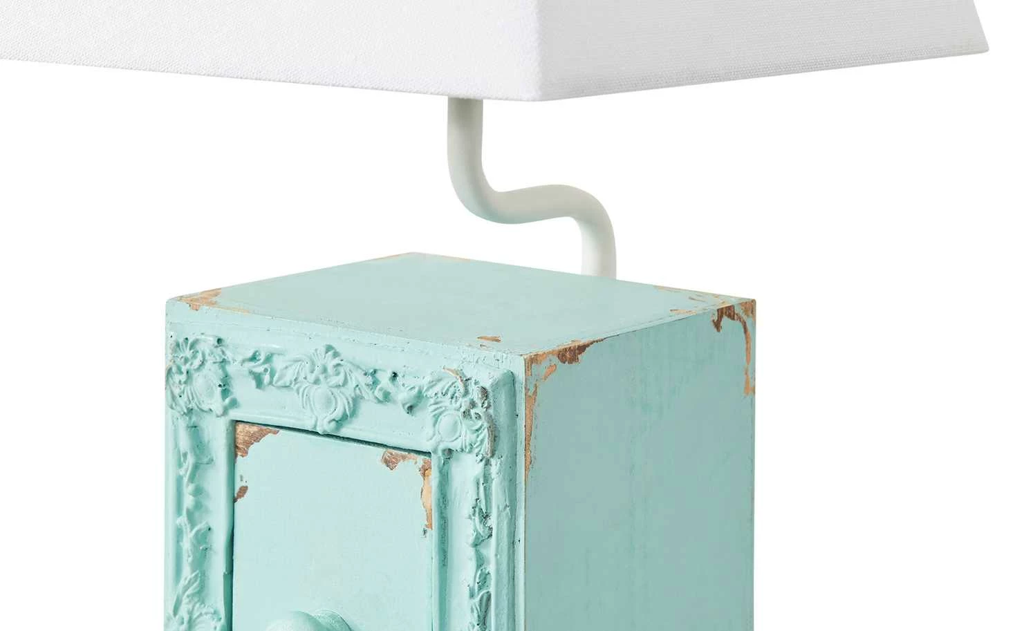 Tischleuchte, 1-flammig, blau mit Schublade – Bild 4