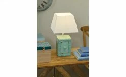 Tischleuchte, 1-flammig, blau mit Schublade