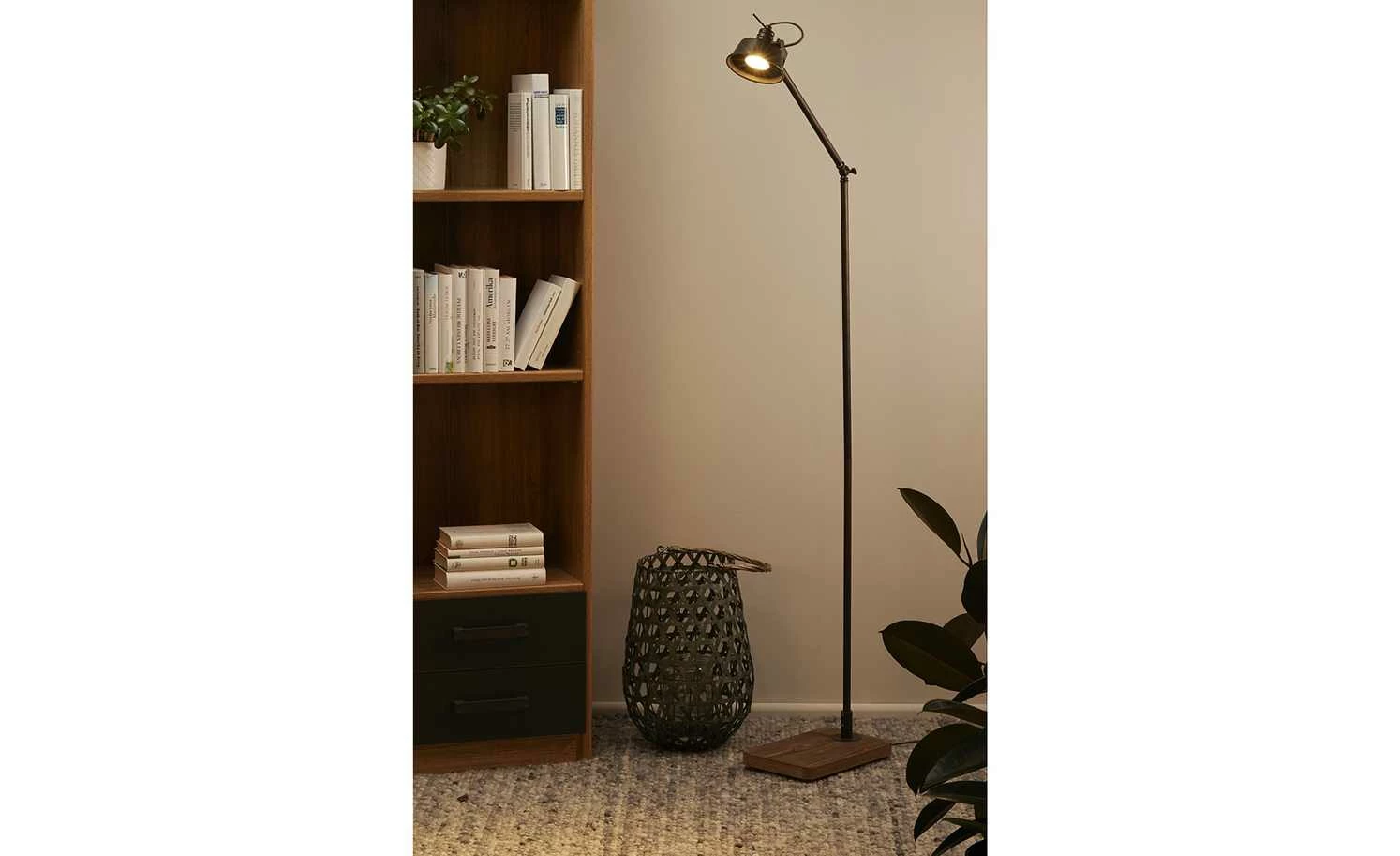 Leseleuchte, 1-flammig, Metall / Holz schwarz – Bild 2