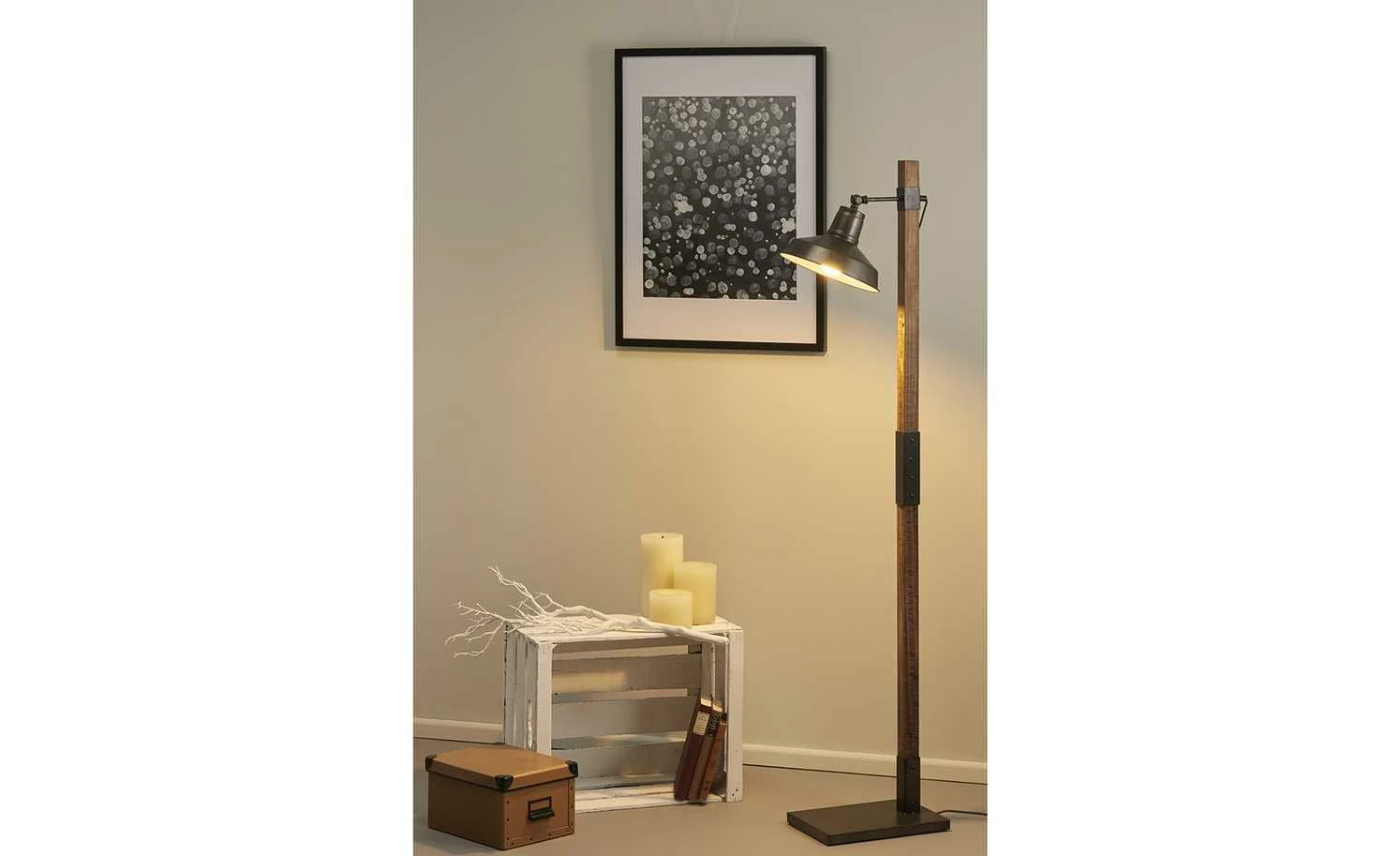 Leseleuchte, 1-flammig, Holz/Metall schwarz – Bild 2