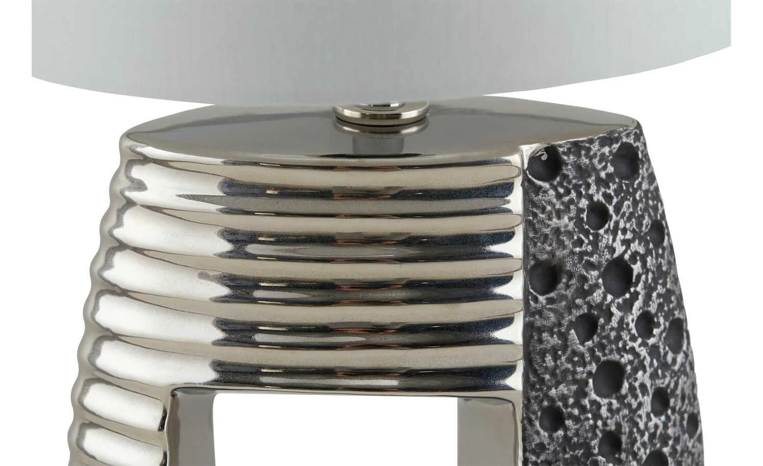 B-Leuchten Tischleuchte, 1-flammig, chrom/Stoffschirm grau – Bild 4