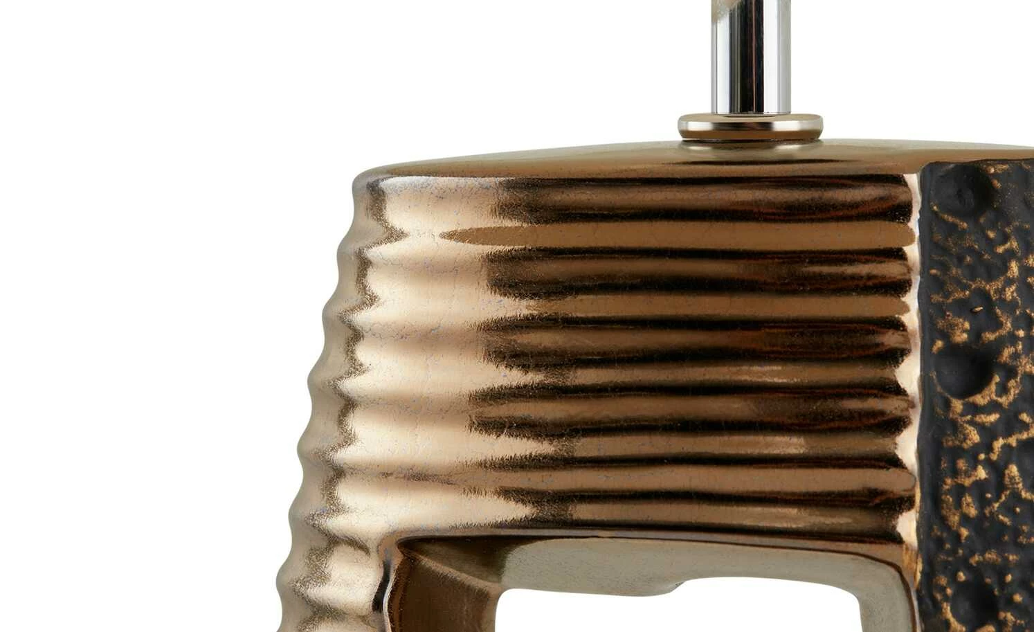 B-Leuchten Tischleuchte, 1-flammig, goldfarben/Stoffschirm beige – Bild 5