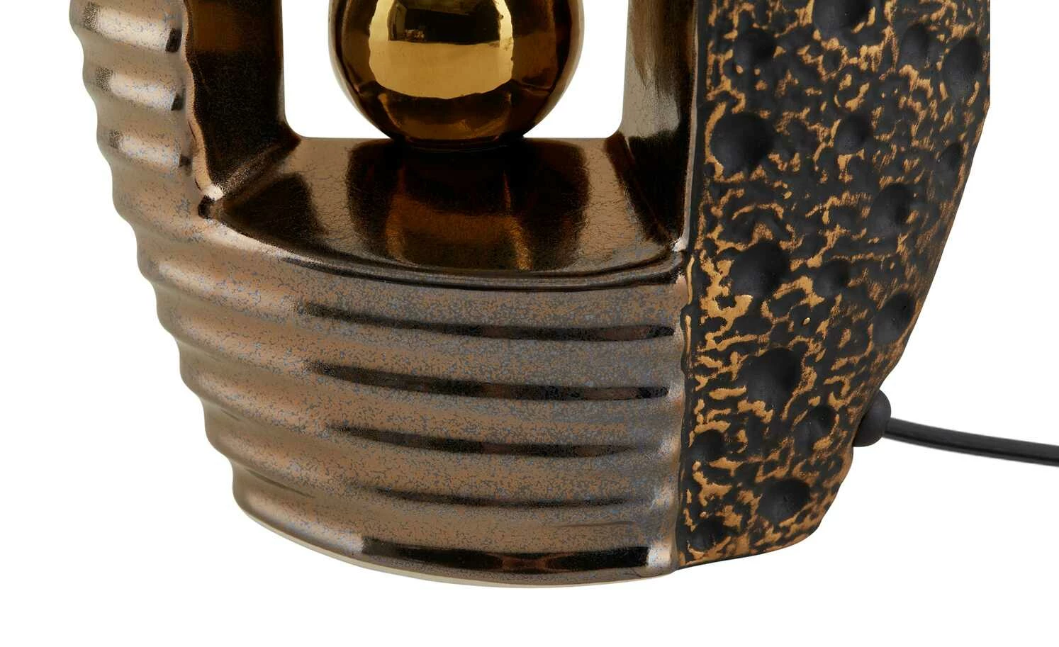 B-Leuchten Tischleuchte, 1-flammig, goldfarben/Stoffschirm beige – Bild 6