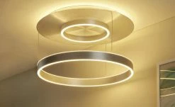 B-Leuchten LED-Deckenleuchte, Alu-matt, abgehangen