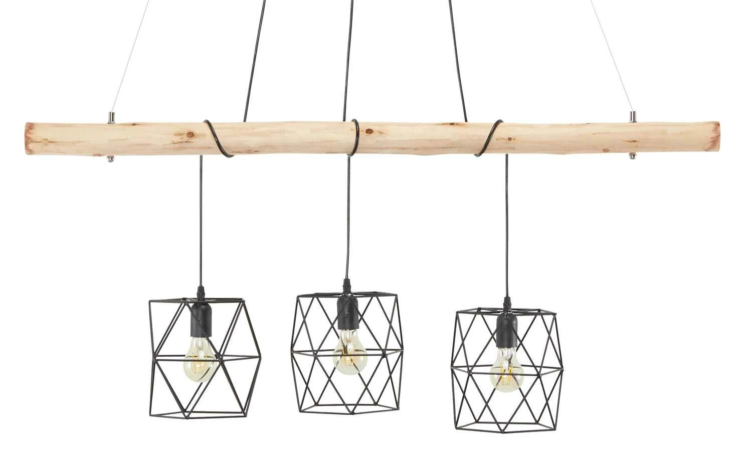 Paul Neuhaus Pendelleuchte, 3-flammig, Holz / Metall Schwarz – Bild 2