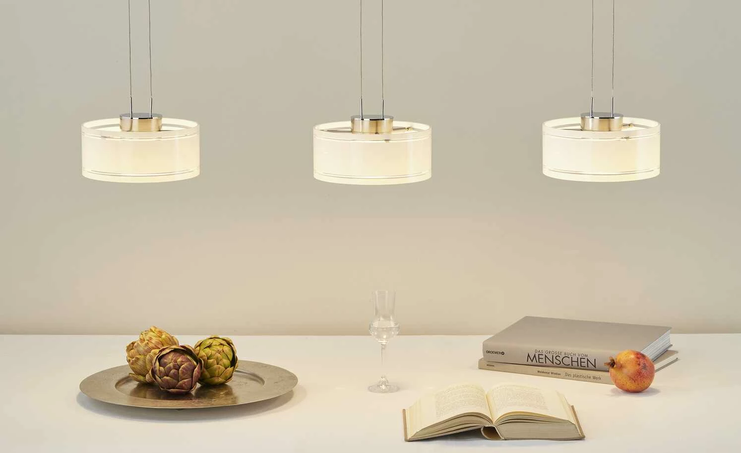 Fischer-Honsel LED-Pendelleuchte, 3-flammig, Nickel matt