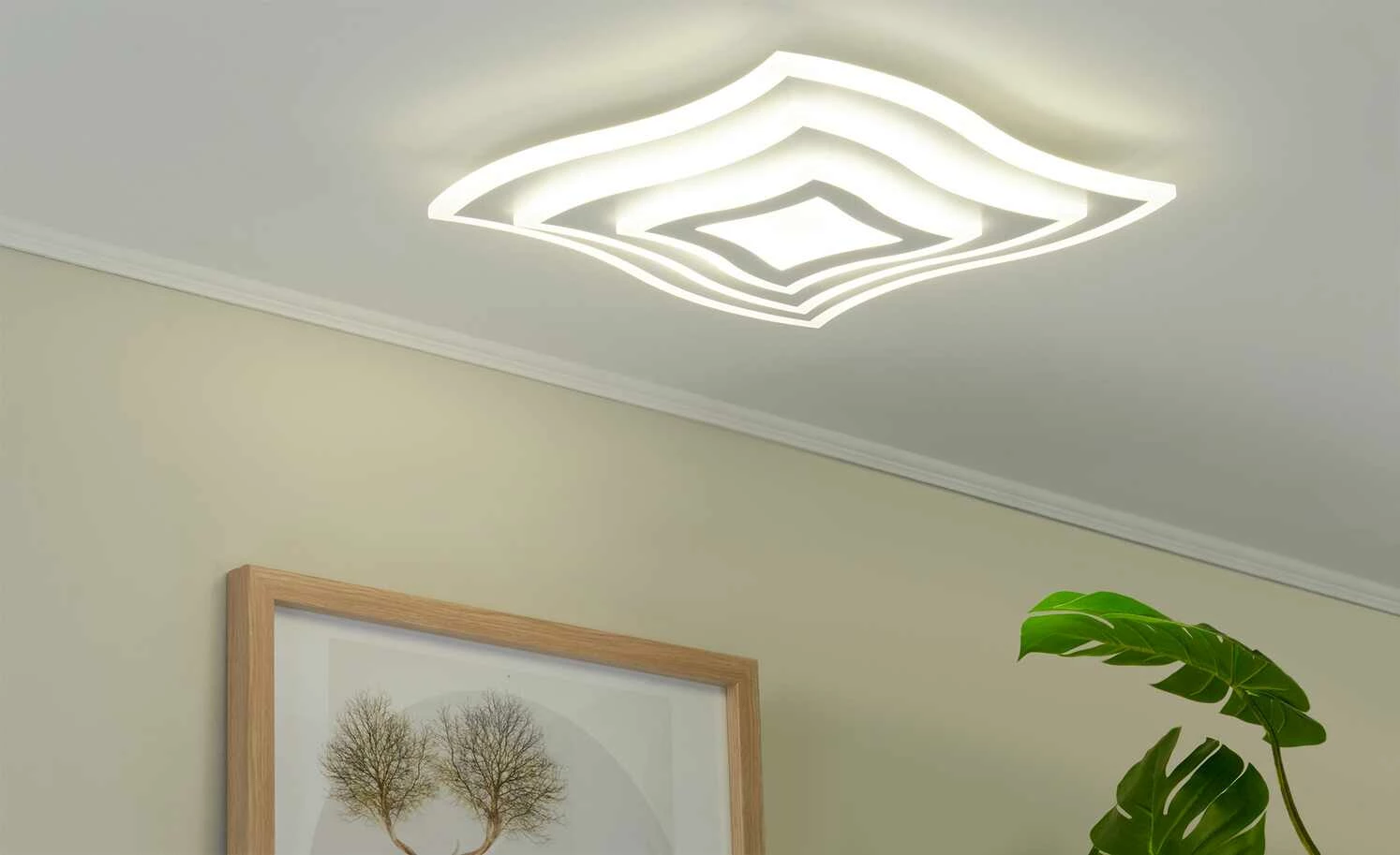 Fischer-Honsel LED-Deckenleuchte weiß ´quadratisch geschwungen` – Bild 3