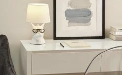 Trio Keramik-Tischleuchte, 1-flammig, Hund weiß