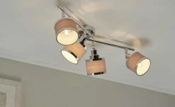 Wofi Deckenstrahler, 4-flammig, chrom, mit Stoffschirmen