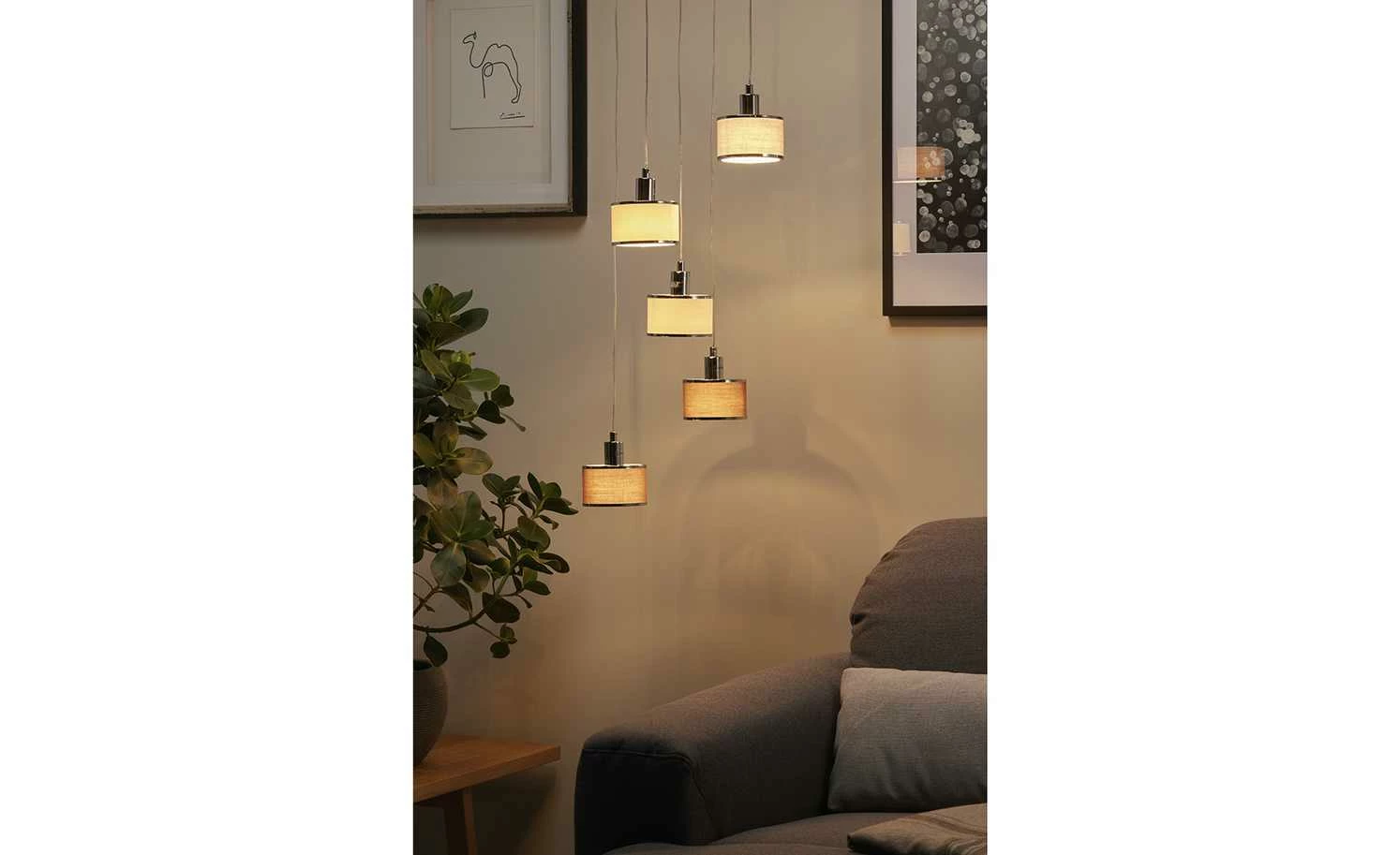 Wofi Pendelleuchte, 5-flammig, chrom