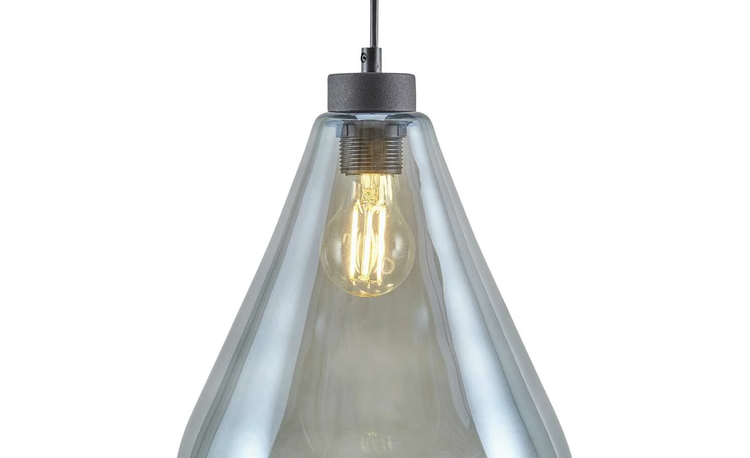 Pendelleuchte, 1-flammig, schwarz/Glas graphitfarben – Bild 4