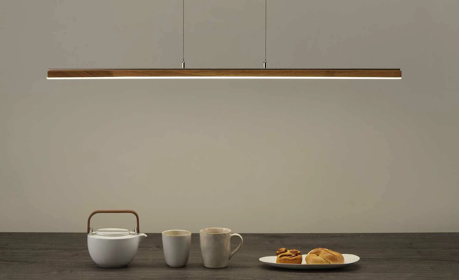 LED-Pendelleuchte, 1-flammig, Eiche natur – Bild 2