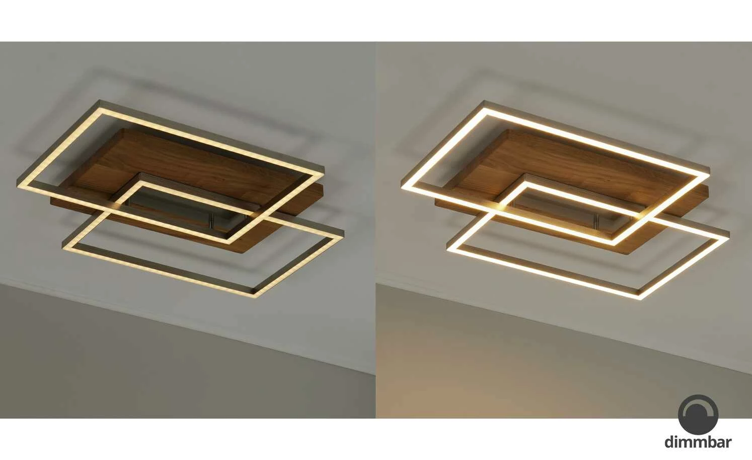 LED-Deckenleuchte, 2-flammig, Eiche natur – Bild 3