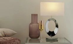 KHG Tischleuchte, 1-flammig, chrom, Stoffschirm eckig