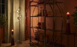 Meisterleuchten Stehleuchte, 6-flammig, chrom, Rauchglas-Kugeln