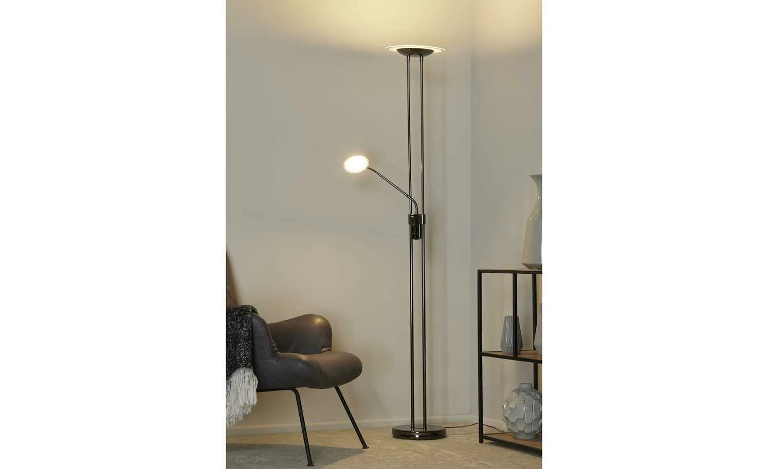 Meisterleuchten LED-Deckenfluter, 2-flammig, schwarz-chrom