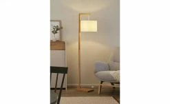 KHG Stehleuchte, 1-flammig, Bambus/ Stoff weiß