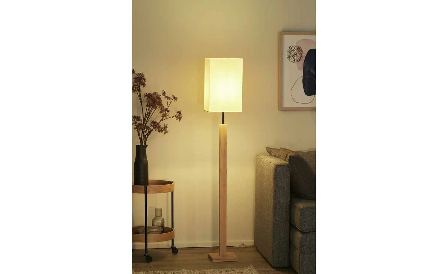 HOME STORY Bambus-Stehleuchte, 1-flammig, eckig