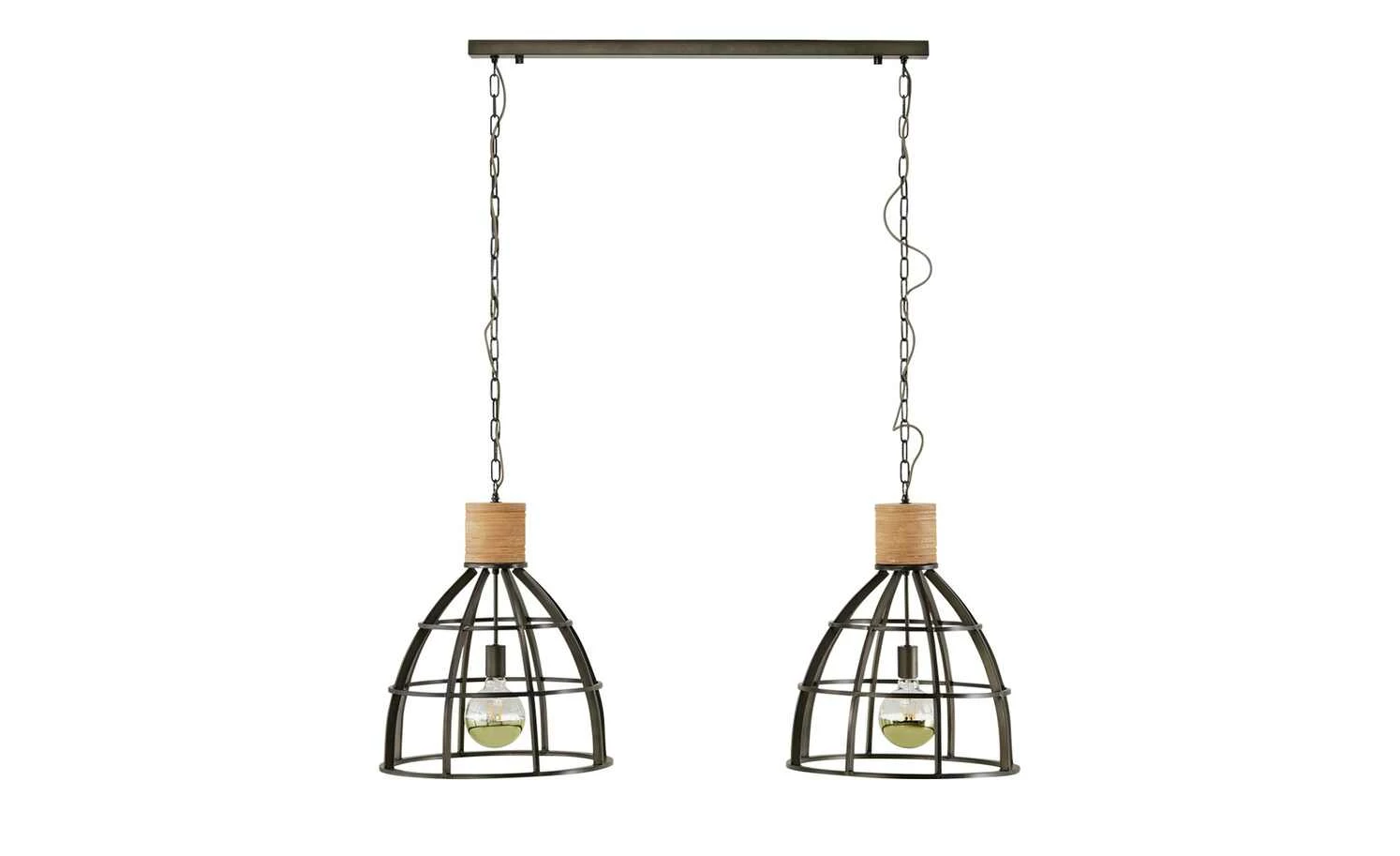 Pendelleuche, 2-flammig, schwarz/holzfarben – Bild 3