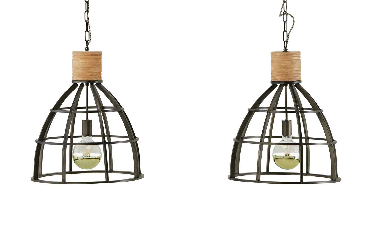 Pendelleuche, 2-flammig, schwarz/holzfarben – Bild 2