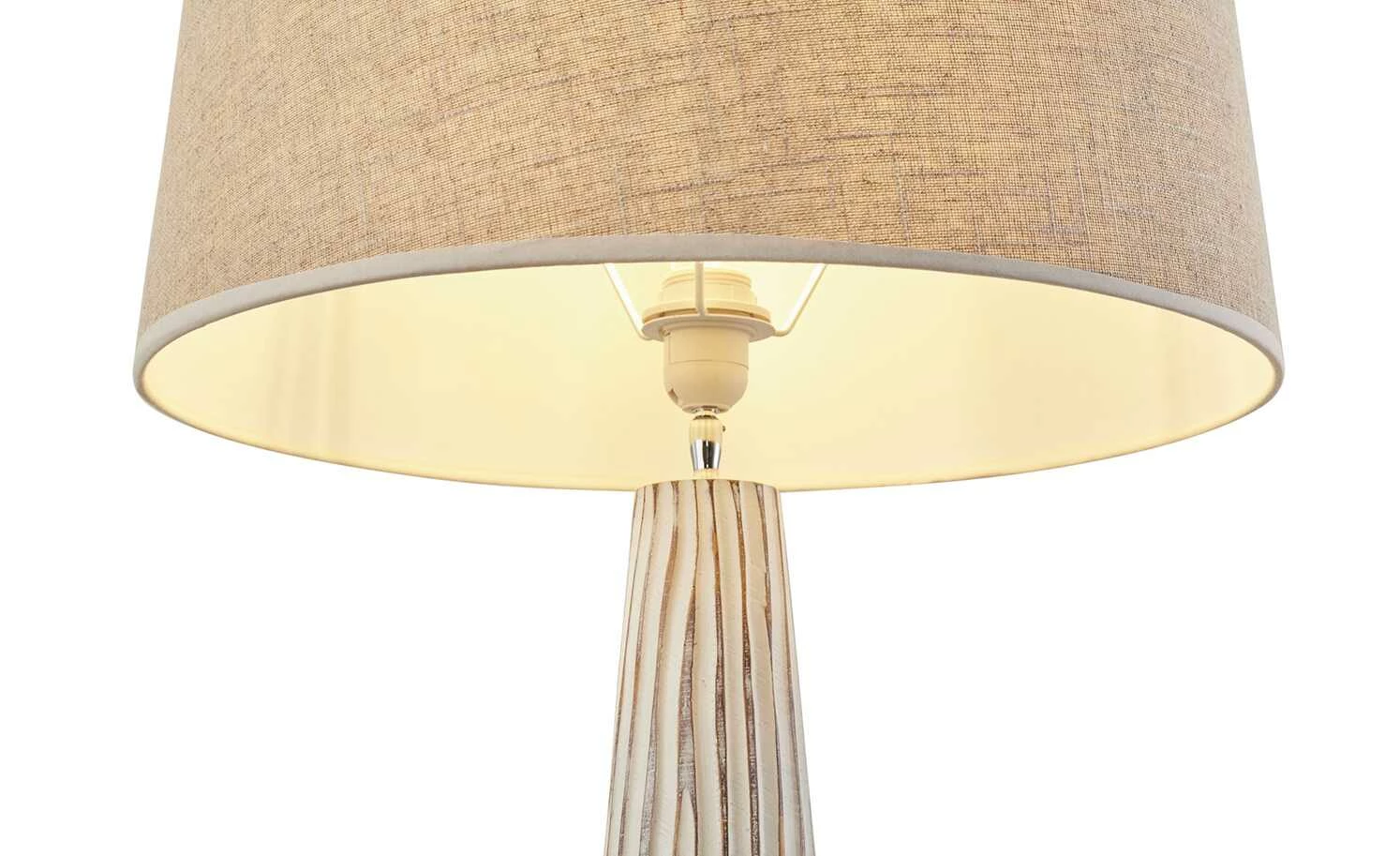 HOME STORY Stehleuchte, 1-flammig, Stoffschirm sandfarben | Weiß – Bild 6
