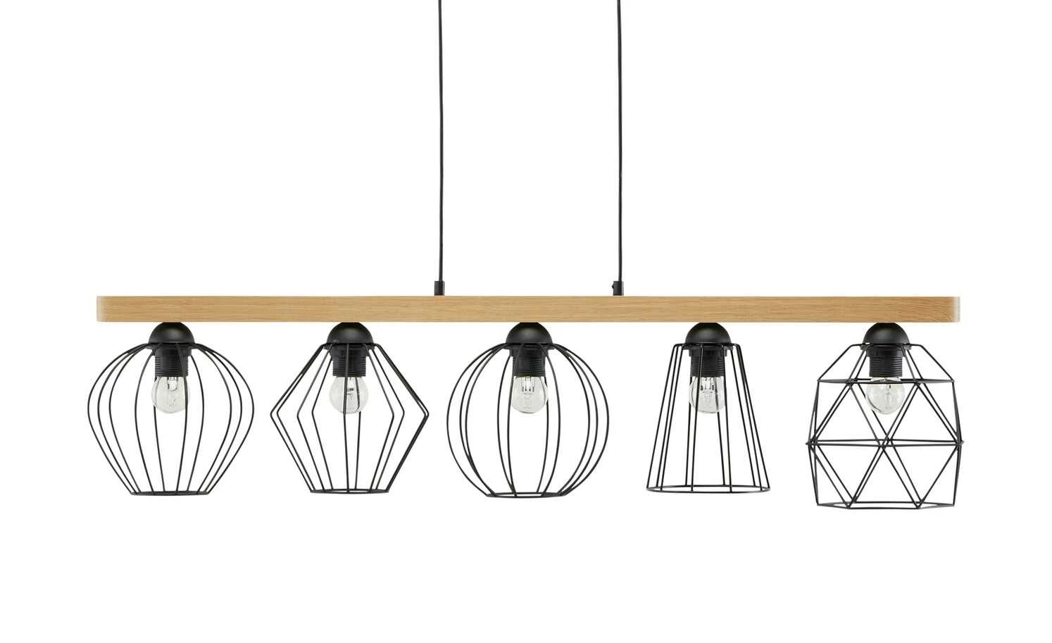 Pendelleuchte, 6-flammig, Eiche/ Metall – Bild 2