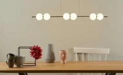 Meisterleuchten LED-Pendelleuchte, 6-flammig, chrom, Glaskugeln