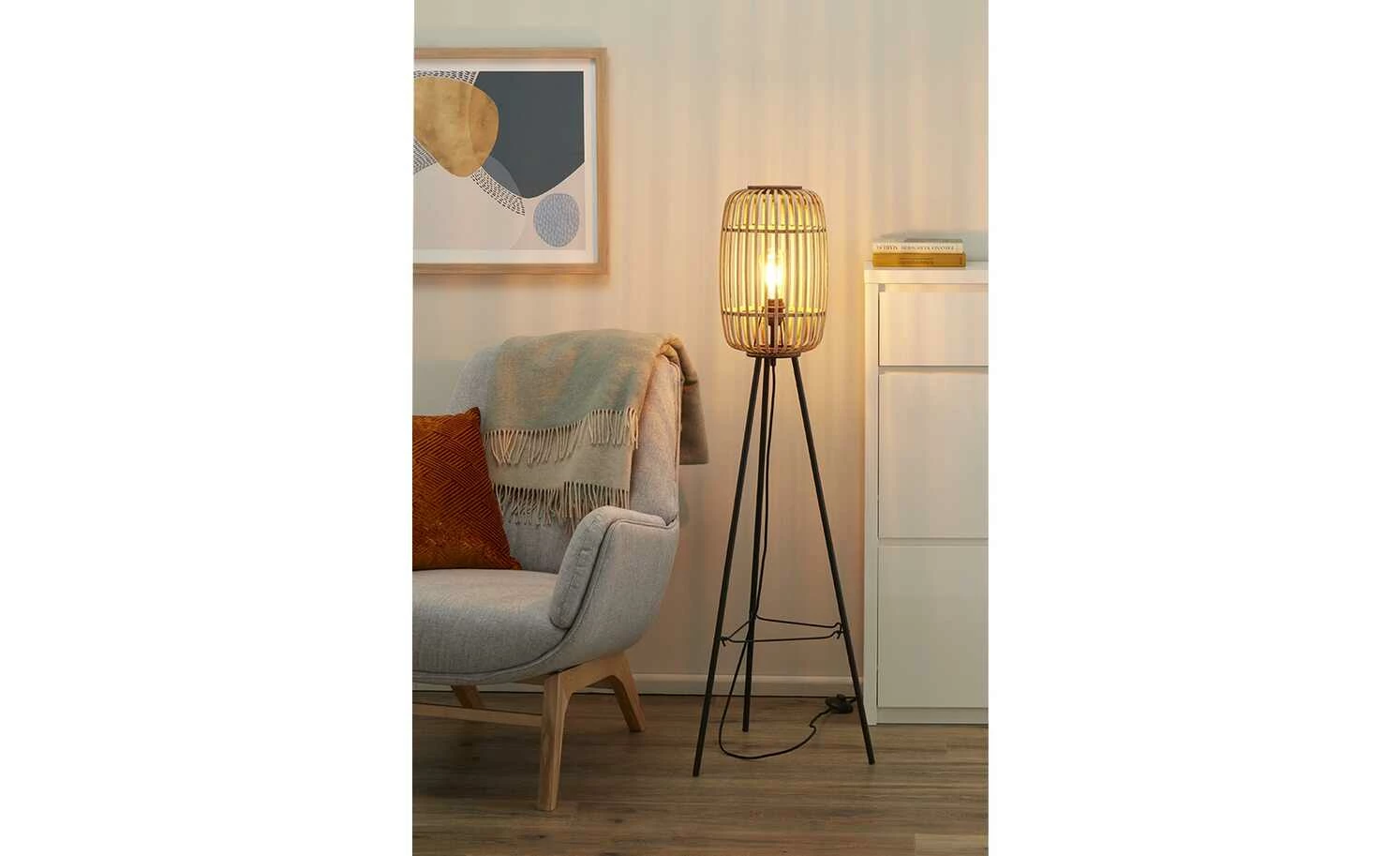 Stehleuchte, 1-flammig, Bambusschirm – Bild 2