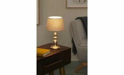 Tischleuchte, 1-flammig, Stoffschirm grau `klein´ | 33|cm