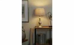 Tischleuchte, 1-flammig, Stoffschirm grau `mittel´ | 41|cm