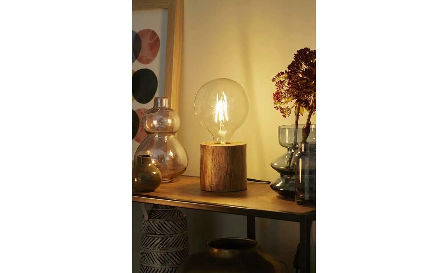 Tischleuchte, 1-flammig, Eukalyptusholz