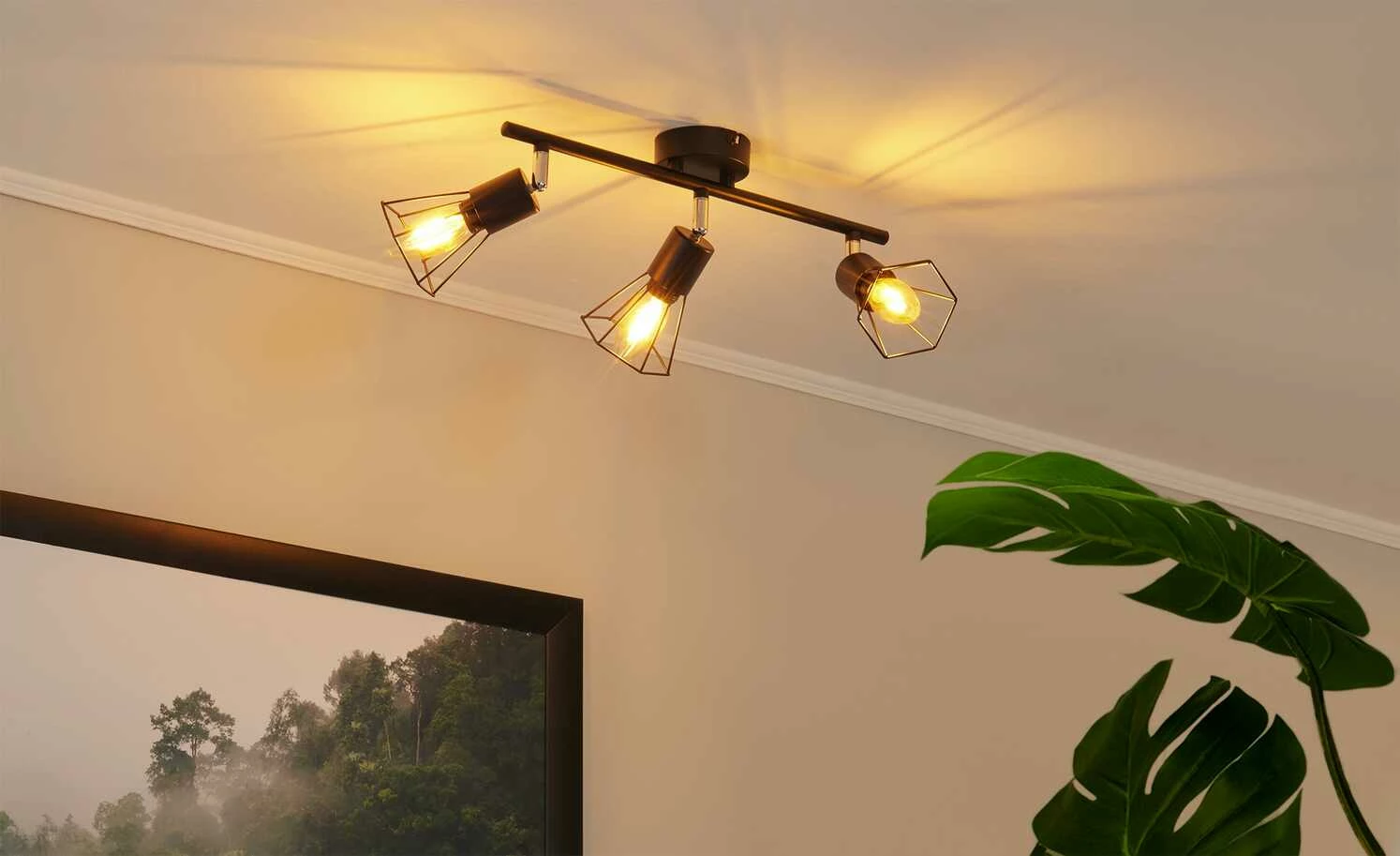 Deckenstrahler, 3-flammig, Draht schwarz