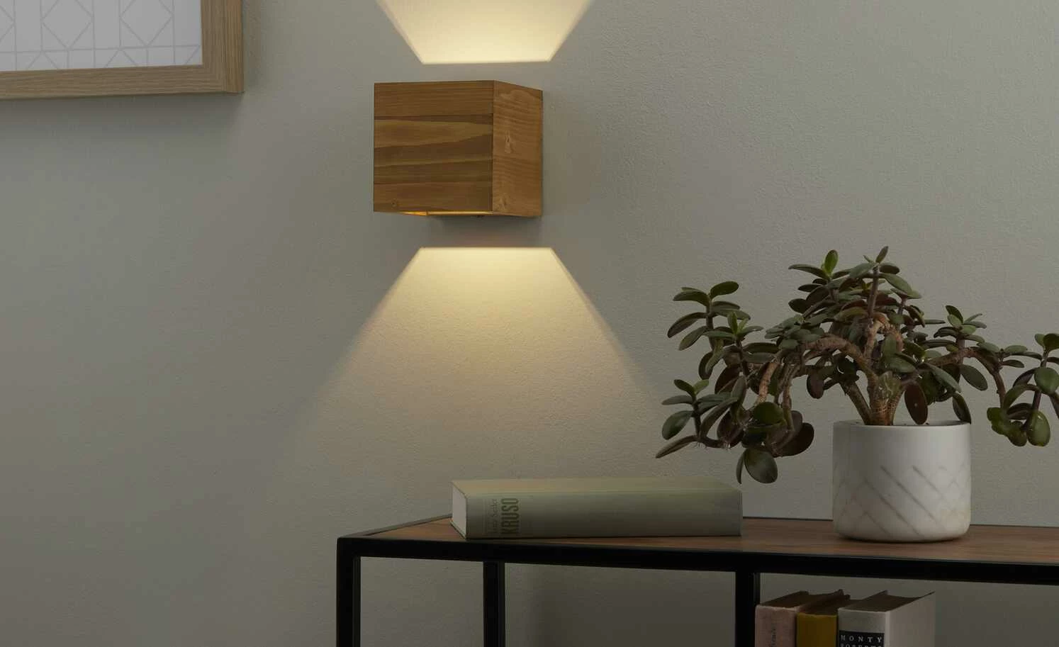 Trio LED-Wandleuchte, Pinienholz ´Kubus´