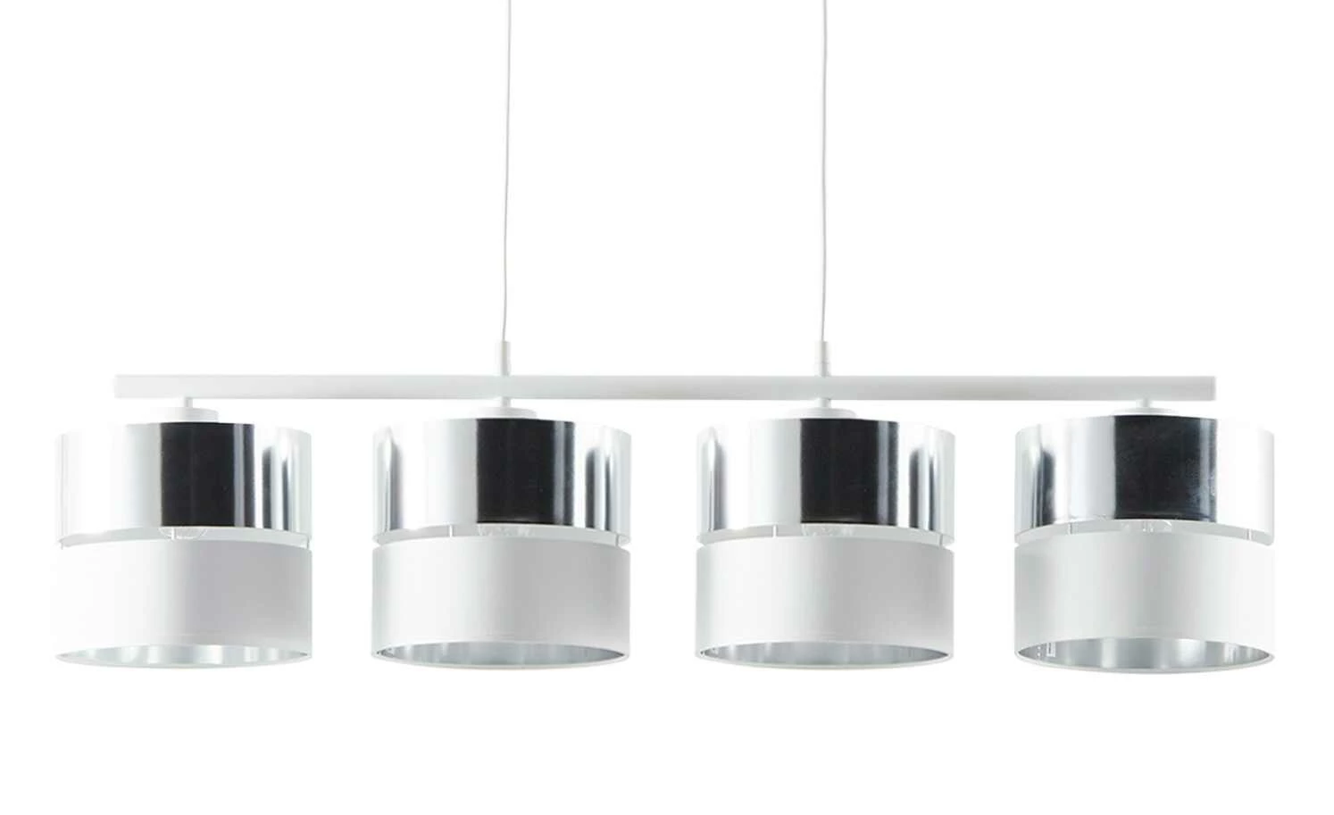 Pendelleuchte, 4-flammig, Weiß/silberfarben – Bild 2