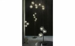 Meisterleuchten Pendelleuchte, 9-flammig, schwarzchrom, Rauchglas