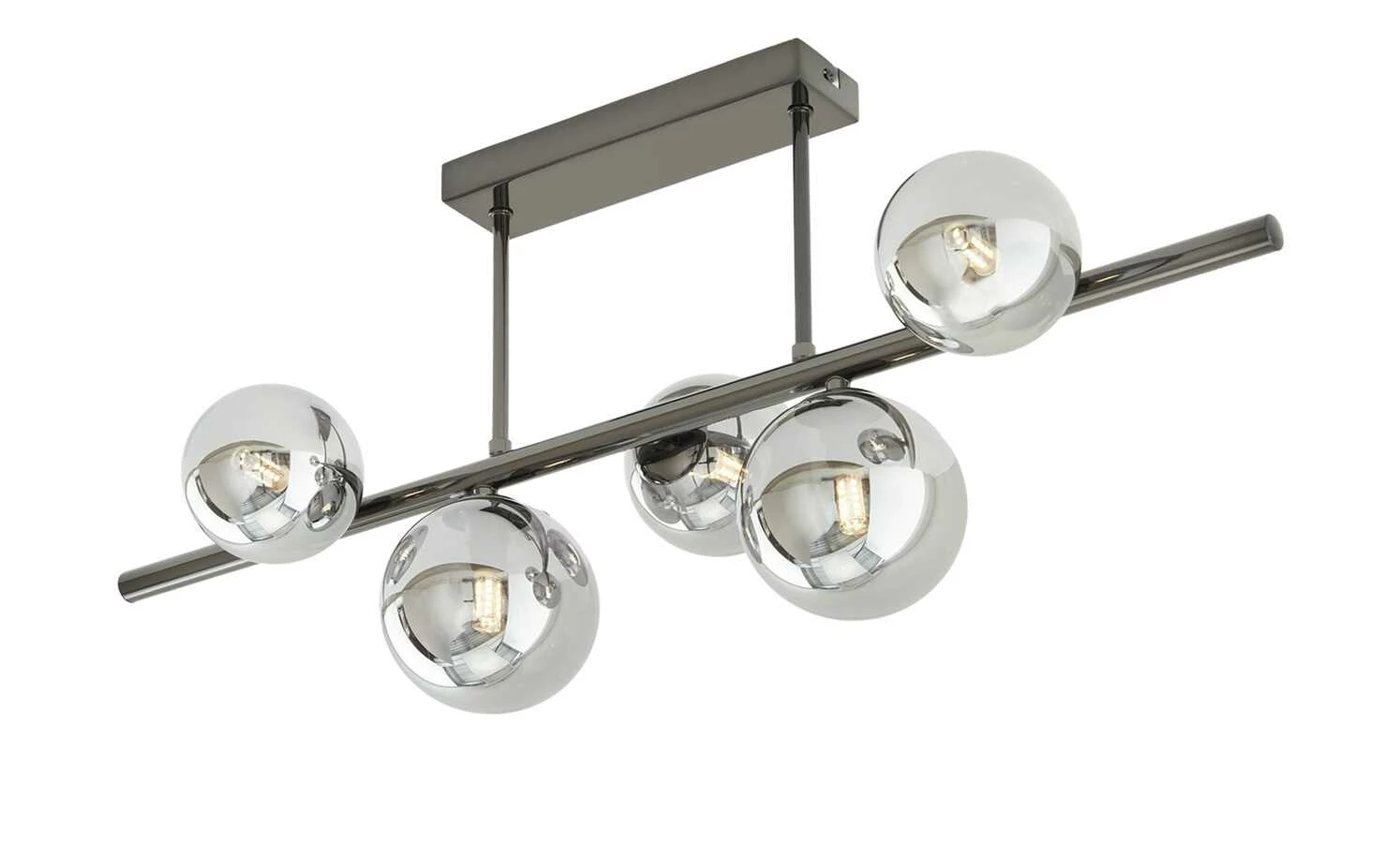 Meisterleuchten Deckenleuchte, 5-flg. schwarzchrom/Rauchglas – Bild 3