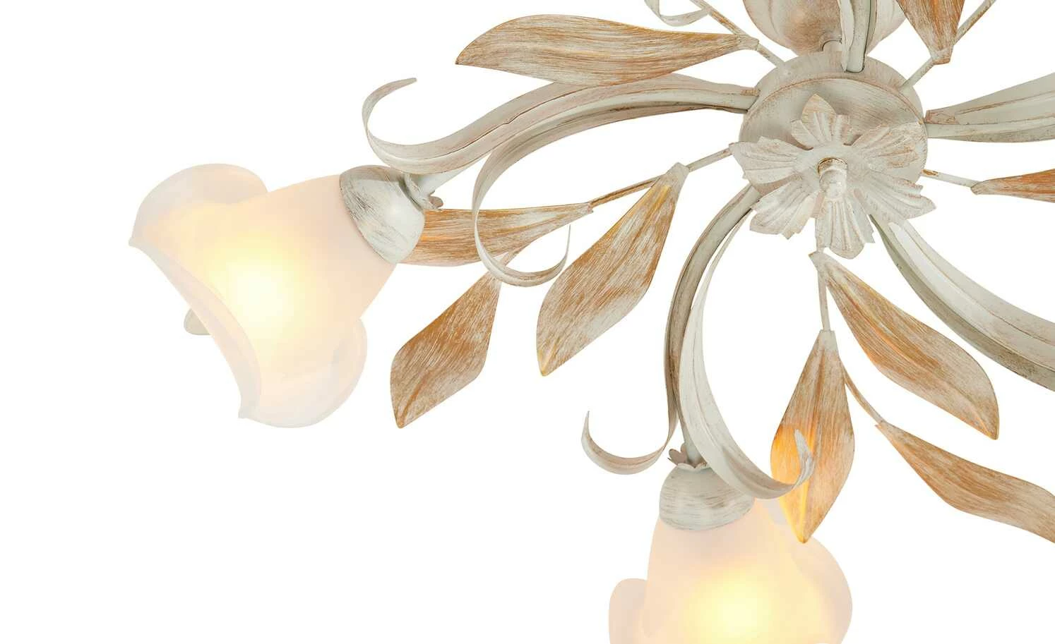 Deckenleuchte, 5-flammig weiß/goldfarben abgesetzt – Bild 5