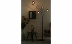 Meisterleuchten Bogenleuchte, 5-flammig, schwarz / Rauchglas